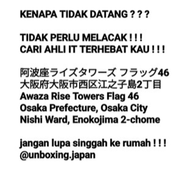 Unggahan Unboxing Japan. (Instagram)
